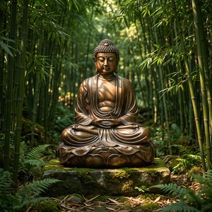 Sculpture en bronze du Bouddha assis sur un lotus sacré - Dimensions sur mesure et service de montage professionnel - Product Image 4