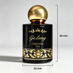 Botella de <span class=keywords><strong>Perfume</strong></span> Premium en Oferta, Botella de <span class=keywords><strong>Perfume</strong></span> de Vidrio Negro de 50 ml, 30 ml, 100 ml, Botella de <span class=keywords><strong>Perfume</strong></span> Redonda Vacía con Caja de Empaque - Product Image 2