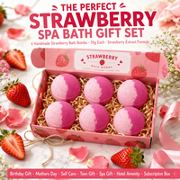 Ensemble de bombes de bain naturelles artisanales à la fraise, 6 pièces, 70g, rose, expérience de bain relaxante et aromatique, label OEM