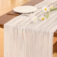 Chemin de table en gaze de coton style bohème, rustique et transparent, pour décoration de mariage et de fête