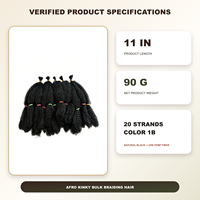 Extensions Synthétiques Afro Kinky en Gros pour Tresses, 11 Pouces, 90g, 20 Brins, Faibles Températures, Fabriquées à la Main et à la Machine, Monobrin