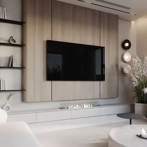 <span class=keywords><strong>Meuble</strong></span> <span class=keywords><strong>TV</strong></span> incurvé moderne en bois pour salon, combinaison de rangement <span class=keywords><strong>gris</strong></span> avec cheminée intégrée - Product Image 1