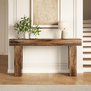 Solid wood entryway <b>table</b>, home hallway <b>table</b>, solid wood decorative shelf, simple and retro style, wall-mounted entryway <b>table</b> - Product Image 2