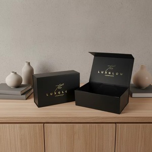 Custom Gold <b>Foil</b> logo Recyclable Cardboard Packaging Magnetic Closure Gift Boxes - Product Image 1