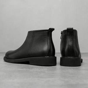 Men's PU Chelsea <b>Boots</b> with Solid Color Design Retro European Style Winter Slip-On <b>Boots</b> for Ins Social Platform - Product Image 3