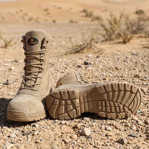 <span class=keywords><strong>Bottes</strong></span> tactiques Desert Ranger noires et marron unisexes en cuir véritable avec embout et plaque en acier pour la sécurité en automne, été et hiver - Product Image 3