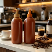 Bouteille en plastique souple au toucher mat avec bouchon à vis, conteneur personnalisé pour le stockage de chocolat, de beurre de cacahuète et de sauce