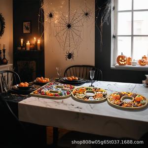 Plateau à lettres créatif en bois de bambou BOO 30x25cm, plat de service pour desserts et fruits pour fête d'Halloween, décoration d'intérieur - Product Image 1