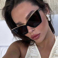Gafas de Sol de Moda al por Mayor, Estilo Ojo de Gato, Extragrandes, con Bisagras Metálicas, Montura de PC de Lujo, Protección UV400, Ligeras, para Fotografía Urbana y Pasarela
