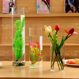 Acrylic Flower Vases Decorative Centerpiece For Home Or Wedding Cylinder Shape