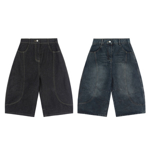 Produttore di Logo personalizzato Vintage di alta qualità dei pesi massimi larghi <span class=keywords><strong>italiani</strong></span> Raw gamba larga giapponese cimosa <span class=keywords><strong>Jeans</strong></span> Short per gli uomini - Product Image 6