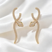 Nouvelles Boucles d'Oreilles Pendantes Recommandées 2026 en Alliage de Cuivre Plaqué Or 18K avec Zircon, Design Animal Tendance, Idéales pour Cadeau de Mariage Femme