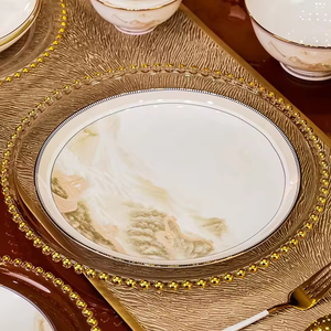 Quality Assurance New Chinese Style Ceramic Gold Inlay Bowl Plate <b>Dinnerware</b> Set for Home Gift National Day - Product Image 4