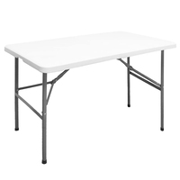Table de fête portable de 4 pieds en gros Table en plastique HDPE blanche pour l'extérieur