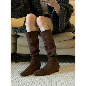 Nouvelle Collection 2026 – Bottes Western Rétro Polyvalentes pour Femme, Modèle Large à la Cheville, Amincissantes, Froncées, Souples, Montantes en Daim, Automne-Hiver - Product Image 4