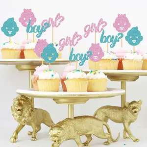 Glisten Jungen oder Mädchen Geschlecht offenbaren Party Insert Zeichen Kuchen Dekoration liefert Cupcake Topper