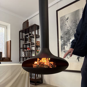 Cheminée rotative suspendue de style moderne autoportante 2025, chauffage intérieur <span class=keywords><strong>au</strong></span> bois, <span class=keywords><strong>au</strong></span> <span class=keywords><strong>gaz</strong></span> ou <span class=keywords><strong>au</strong></span> mazout, avec dessin personnalisé en métal - Product Image 3