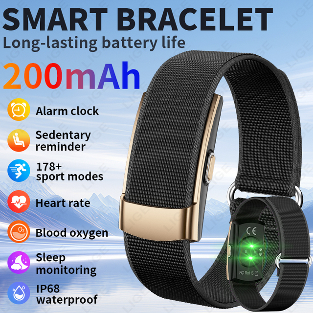 BWQXair (25 Days) Smart Bracelet 24H Continuous Heart Rate SpO2 Sleep Tracker Fitness Tracker Band Wearable Activity Wristband
