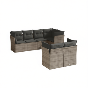 Modular Grey Pe Rattan Garden <b>Sofa</b> <b>Set</b> Outdoor Furniture Waterproof Cushions Contemporary Design - Product Image 1
