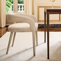 American Style Light Luxury White Color Upholsterd Fauteuil en bois massif Coffee Shop Hotel Restaurant Home Furniture Dining Chair