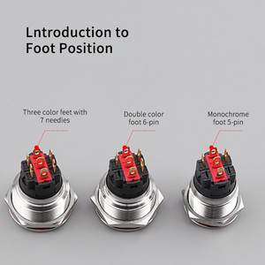 Wd16mm hai màu chuyển đổi thép không gỉ tức thời/khóa kim loại <span class=keywords><strong>push</strong></span>-nút chuyển đổi, dẫn vòng ánh sáng - Product Image 3