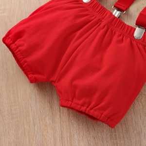 <span class=keywords><strong>2023</strong></span> vêtements pour bébés ensembles dessin animé 1er imprimé à manches courtes barboteuse avec nœud papillon + salopette Shorts bébé garçons tenues d'anniversaire - Product Image 6