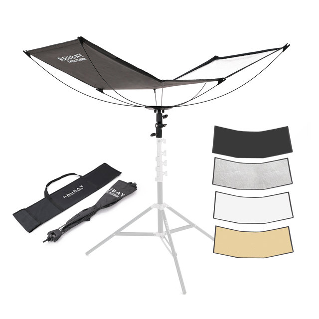 RAUBAY Quick-Open Curved Reflector U-Shape Clamshell Light with 48in X 26in Photography Diffuser Aluminum Alloy Multi-Use