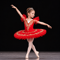 Robe de danse de ballet professionnelle à manches bouffantes, col en V, perles, tutu de ballerine, jupes de danse, costume de scène pour filles