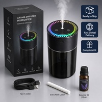 Diffuseur d'arômes pour voiture, humidificateur, support de tasse, lumière ambiante RGB, projecteur étoilé, double mode de brumisation, rechargeable par Type-C, pour la maison