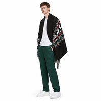 Poncho long sans manches en tricot polyester multicolore pour homme, motif Fair Isle de Noël, avec logo personnalisé, idéal pour l'automne et l'hiver