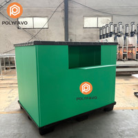 Boîte pliable en carton massif, épaisseur des parois 10 mm ou 12 mm, fenêtres découpées sur mesure, boîte palette empilable et retournable, impression de logo