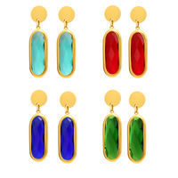 Pendientes colgantes de piedra de cristal checo importados súper brillantes multifacéticos chapados con bordes de oro real de 18K pendientes de alta calidad