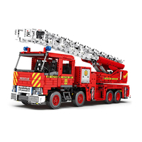 Reobrix 22005, Camión de Bomberos Mecánico Técnico de Ingeniería Urbana, Bloques de Construcción Electrónicos RC, Juego de Juguetes de Coche