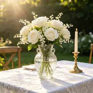 Jarrón de Vidrio Tipo Ánfora Verde Amarillo <span class=keywords><strong>con</strong></span> Ranuras y Asas, Decoración para Mesa de Boda o Hogar, Florero Moderno de Vidrio - Product Image 3