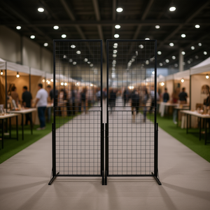 Paneles de rejilla de doble cara de 24x67 para exhibición minorista, paquete de 2, base en T, marco de acero, para exhibición en boutiques y ferias de artesanía - Product Image 2