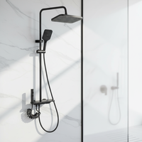 Ensemble de douche moderne en cuivre avec cartouche en laiton et jet de pluie - Montage mural