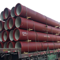 Tuyau en fonte ductile 300 mm, tuyau d'eau en fonte ductile centrifuge rouge avec services de soudage, de découpe et de cintrage, certifié ISO2531