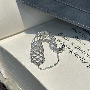 Bague en argent pur S925, fabrication artisanale italienne, dentelle tissée, simple, tendance, bague à tirer, design de niche, incrustation fine, accessoire de coiffure - Product Image 4