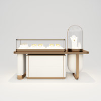 Comptoir de présentation de bijoux de luxe, table de présentation, vitrine, armoire rectangulaire en MDF avec éclairage LED, verrouillable, pour salles d'exposition de montres