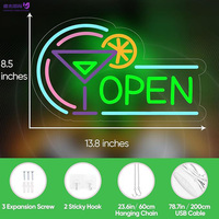 Letrero de Neón LED Personalizado con Diseño de Copa de Cóctel, Luz de Bar, Alimentación USB, Decoración de Pared de Neón de Plástico para Cafetería, Pub, Restaurante, Negocio, Tienda