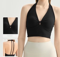 Damen Sport-BH mit Hohem Halt, Atmungsaktiv, mit Brustpolster, Yoga-Fitness-Weste aus Spandex-Nylon, Einfarbig, Modischer Lauf-BH
