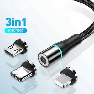 3A LED USB המגנטי כבל טעינה מהירה USB סוג C מגנט מטען מיקרו USB נתונים טעינה עבור iPhone 12 11 טלפון נייד כבל חוט