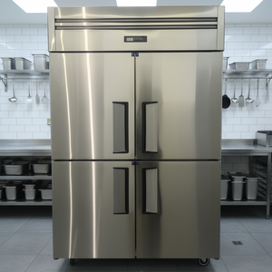 Réfrigérateur commercial vertical à double porte en acier inoxydable, réfrigérateur-congélateur - Product Image 1