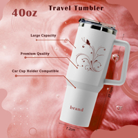 Bouteille isotherme Adventure à double paroi en acier inoxydable 304, 40 oz, avec couvercle, paille, poignée et brosse de nettoyage