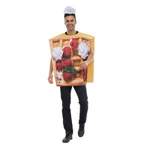 Disfraz de gofre Eraspooky unisex para adultos, traje de fiesta de Halloween, disfraz de manga corta con temática de comida - Product Image 1