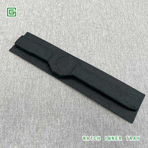 Caja de reloj de pulpa de papel moldeada bagazo ecológico biodegradable personalizado con bandeja negra - Product Image 5