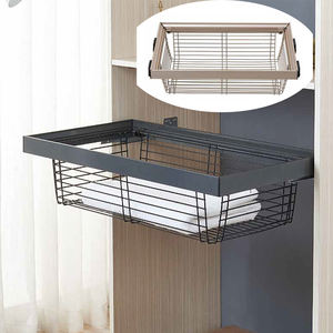 Étagère de rangement pliable coulissante VT-10.036 Welltop en fil métallique, gain de place, montage facile, panier à linge 564-864x175x175mm - Product Image 1