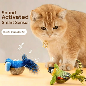 Jouet interactif pour chat avec plumes, jouet suspendu en peluche en forme d'oiseau, jouet d'exercice pour animaux de compagnie, dessin animé, pour chats d'intérieur - Product Image 1