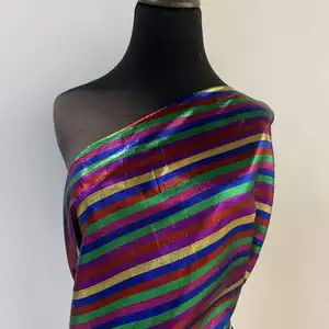 Chinese Fabric Textile Manufacturers Colorful Stripe Metallic Clothing Fabrics For Women