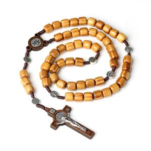 Rosario Católico con Cruz y Colgante de Crucifijo, Collar Religioso Unisex, Cuentas de Madera para Rezar, Rosarios, Regalo de Pascua, Recuerdos de Iglesia - Product Image 6